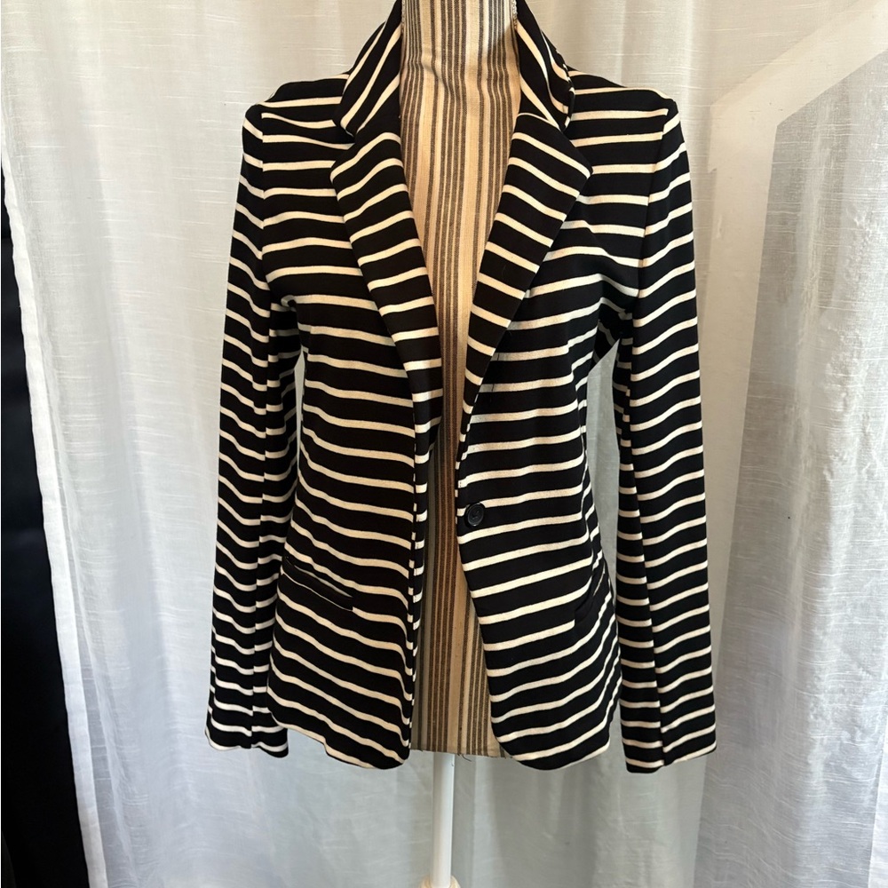 A New Day Black and White Striped Blazer